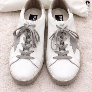 Golden Goose White and Gray Star Sneakers